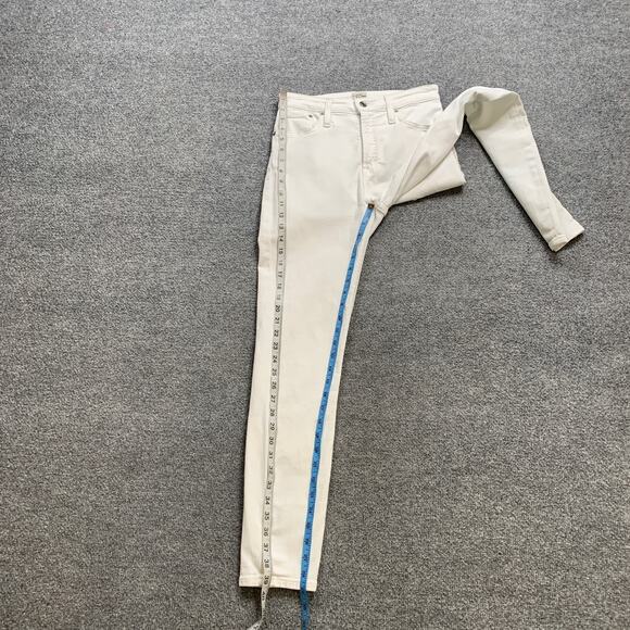 J Crew Jeans Women 27 White Denim Curvy Toothpick High Rise Super Skinny Ankle - Picture 4 of 11